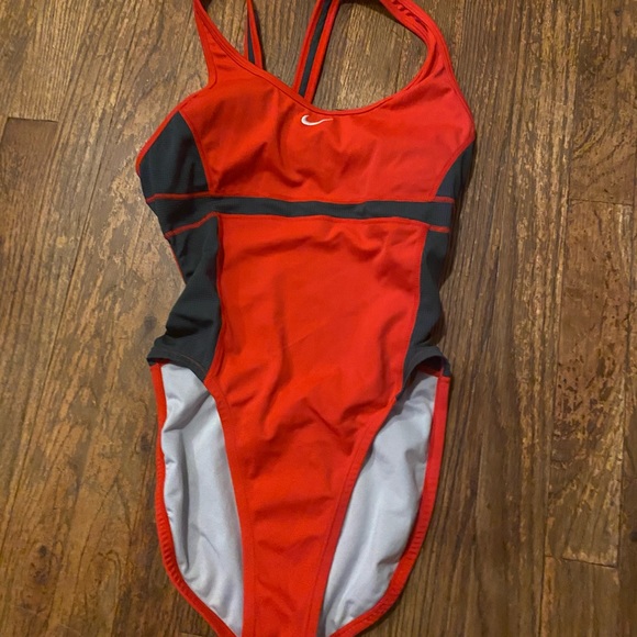 Lightly worn Nike Fast Back Red & Grey Bathingsuit